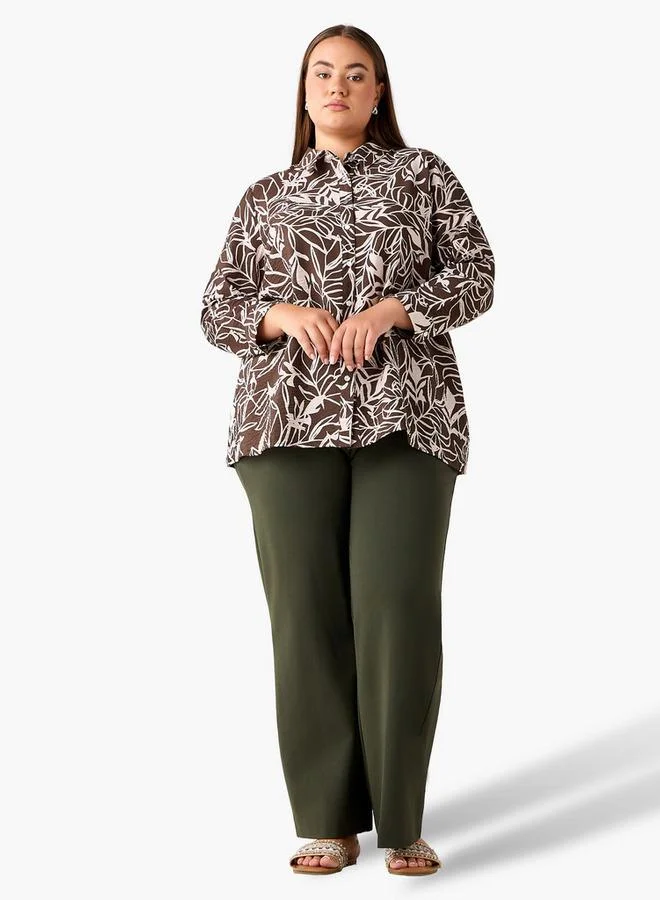 Ulla Popken Ulla Popken Relaxed Fit Viscose Printed Shirt